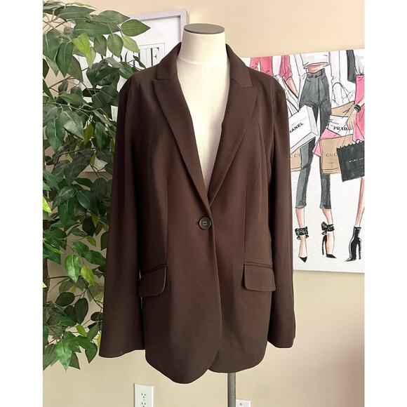 Chico's Womens Brown Classic Stretch Single Button Work Blazer Size Large - Picture 1 of 7